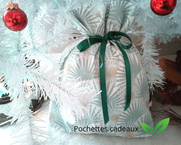 Pochettes cadeaux réutilisables "Vert/Doré"