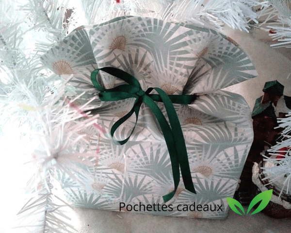 Pochettes cadeaux réutilisables "Vert/Doré"