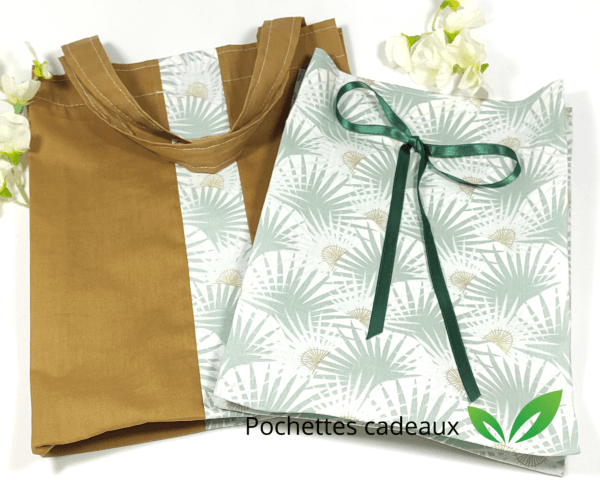 Pochettes cadeaux réutilisables "Vert/Doré"