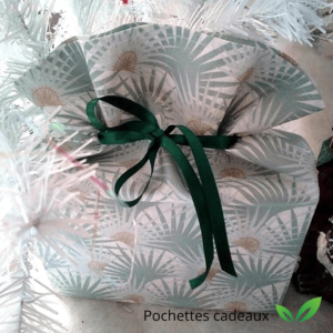 Pochettes cadeaux réutilisables "Vert/Doré"
