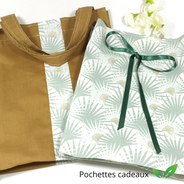 Pochettes cadeaux réutilisables "Vert/Doré"