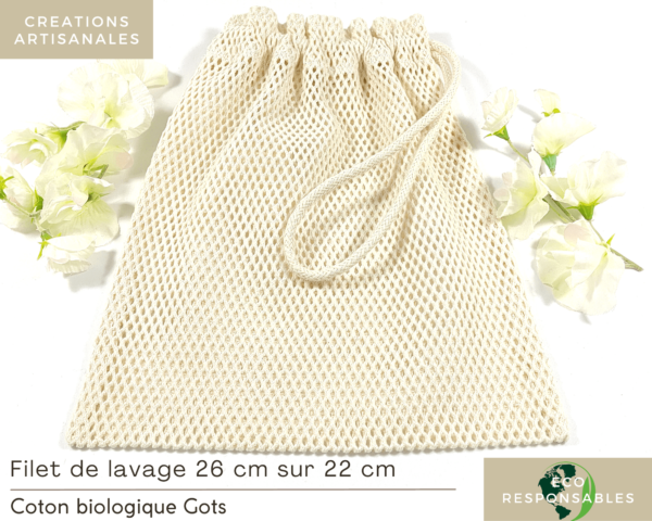 Filet de lavage en coton Biologique Ecru 26 cm x 22 cm