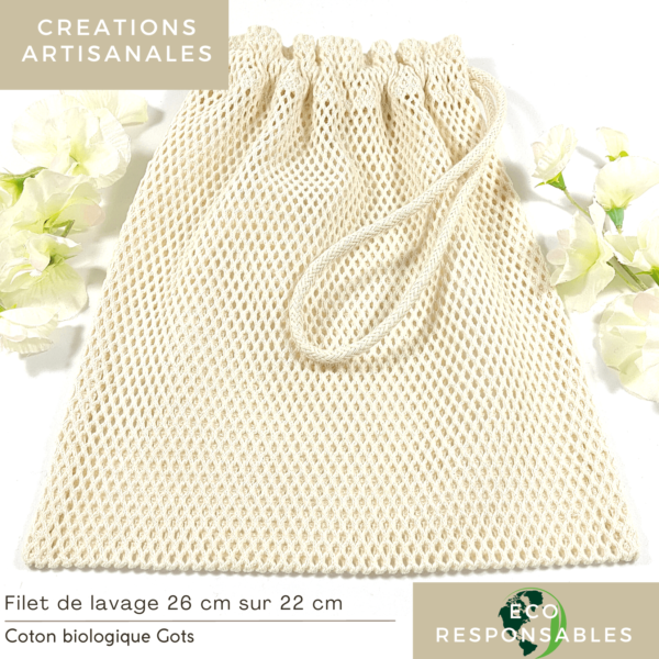 Filet de lavage en coton Biologique Ecru 26 cm x 22 cm