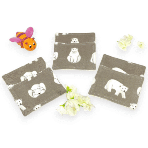 Lot de 6 lingettes bébé lavables en coton bio GOTS – flanelle & micro éponge extra douces, écologiques et réutilisables pour une toilette zéro déchet.