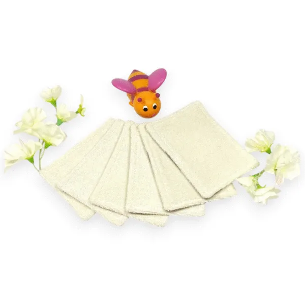 Lot de 6 lingettes bébé lavables en coton bio GOTS – flanelle & micro éponge extra douces, écologiques et réutilisables pour une toilette zéro déchet.