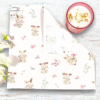 Lot de 2 mouchoirs en tissu réutilisables zéro déchet en popeline coton bio GOTS pour enfant, motifs Adorable Lapin. Doux, absorbants et durables..