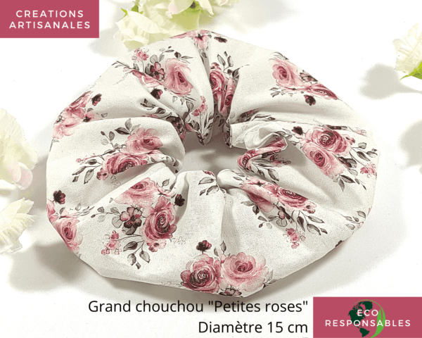 Chouchous cheveux en coton Biologique « Petites Roses »