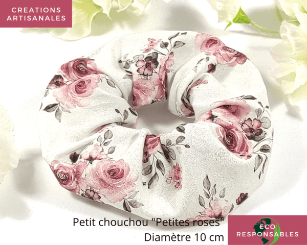 Chouchous cheveux en coton Biologique « Petites Roses »