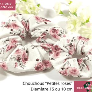 Chouchous cheveux en coton Biologique « Petites Roses »