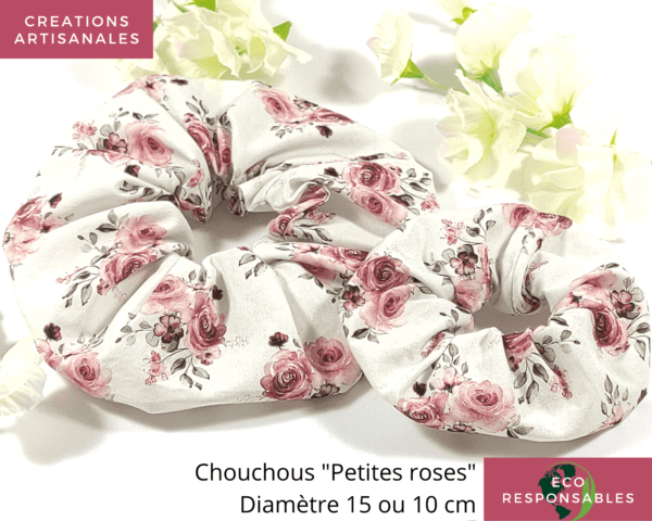 Chouchous cheveux en coton Biologique « Petites Roses »