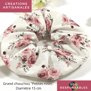 Chouchous cheveux en coton Biologique « Petites Roses »