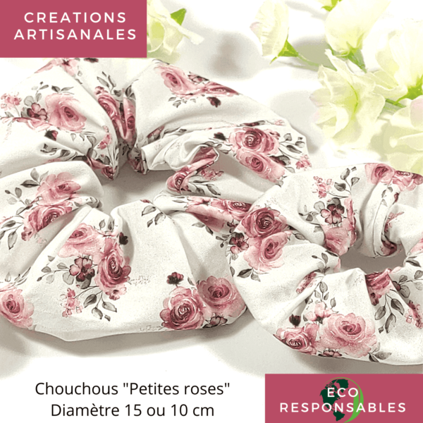 Chouchous cheveux en coton Biologique « Petites Roses »