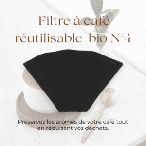 Découvrez mon filtre à café réutilisable en coton bio N°4, lavable, écologique et fabriqué en France. Préservez les arômes de votre café.