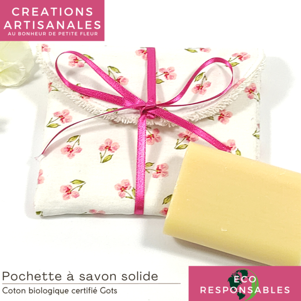 Pochette à savon et shampoing solide "Pensées"