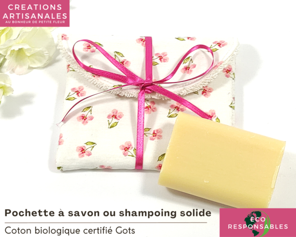 Pochette à savon et shampoing solide "Pensées"