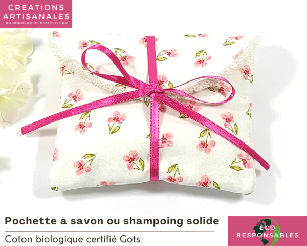 Pochette à savon et shampoing solide "Pensées"