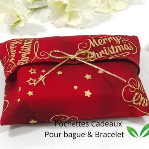 Petites Pochettes Cadeaux Rouges Merry Christmas pour bague, Bracelet, collier