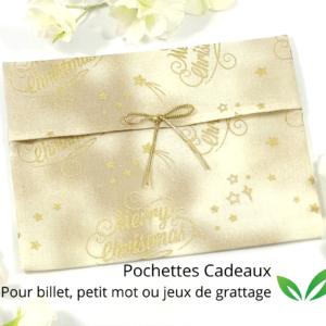 Pochettes Merry Christmas crèmes pour Lingettes, billet, petit mot…