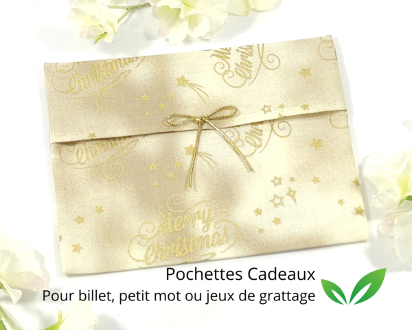 Pochettes Merry Christmas crèmes pour Lingettes, billet, petit mot…