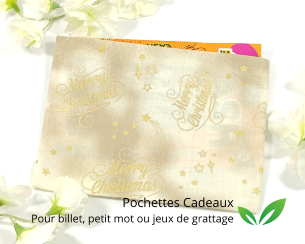 Pochettes Merry Christmas crèmes pour Lingettes, billet, petit mot…