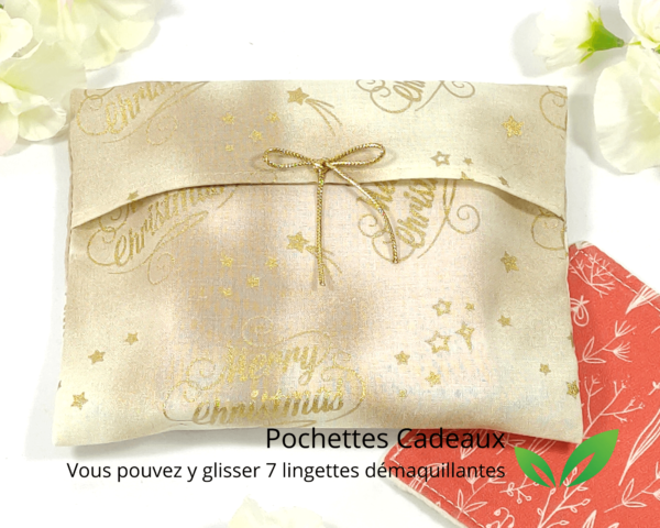 Pochettes Merry Christmas crèmes pour Lingettes, billet, petit mot…