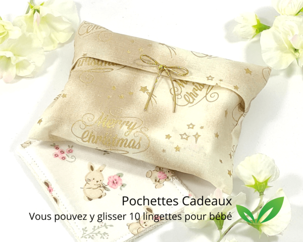 Pochettes Merry Christmas crèmes pour Lingettes, billet, petit mot…