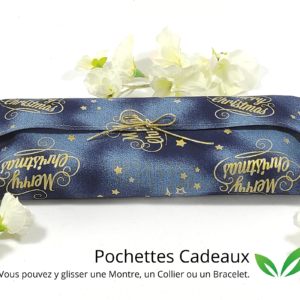 Pochettes Cadeaux Noël Bleues pour Montre, Collier et Bracelet