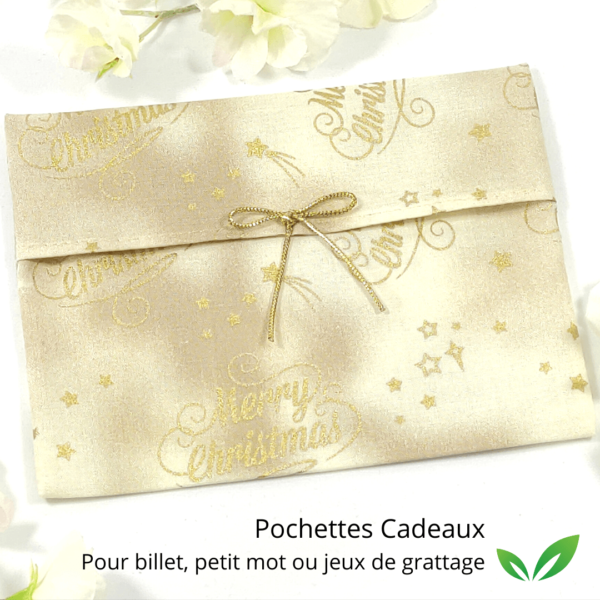 Pochettes Merry Christmas crèmes pour Lingettes, billet, petit mot…