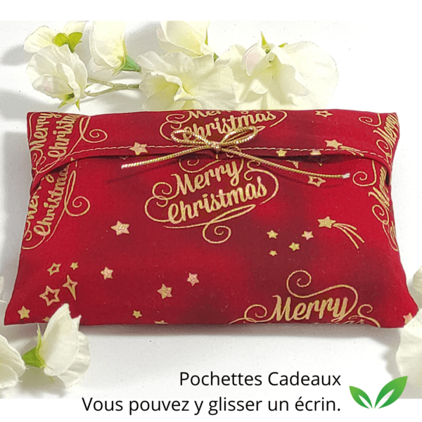 Pochettes Merry Christmas rouges pour Lingettes, billet, petit mot...