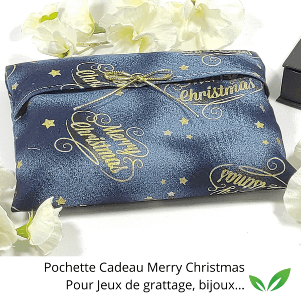 Pochettes Merry Christmas Bleues pour Lingettes, Jeux de grattage, bijoux