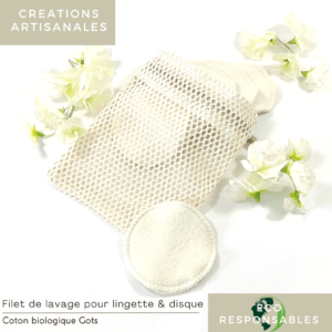 Filet de lavage pour lingettes écru en coton Biologique