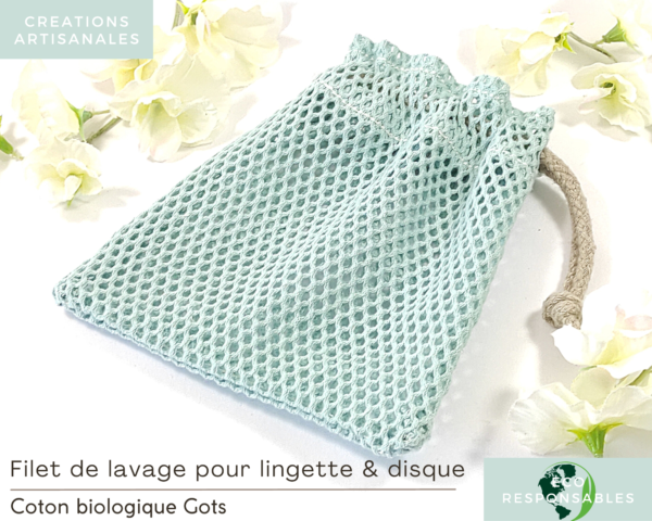 Filet de lavage pour lingettes bleu en coton Biologique