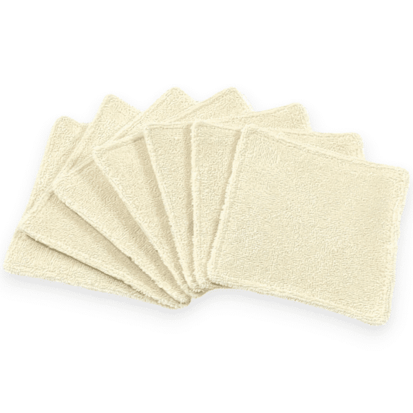Lot de 7 lingettes lavables pour bébé en coton bio certifié GOTS, motifs oursons à vélo. Douceur, écologie et praticité au quotidien.