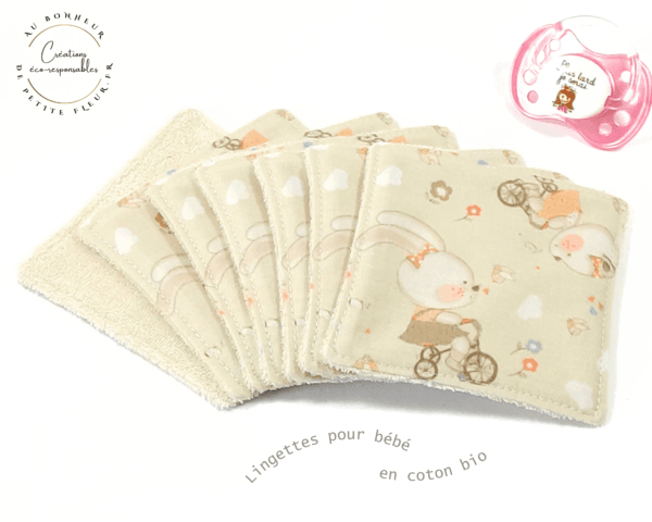 Lot de 7 Lingettes pour bébé beiges, en coton biologique, douces, très souples et moelleuses !!! Elles sont réalisées dans une Cretonne douce, légère et souple, Une micro éponge douce, très souple et moelleuse, Les lingettes sont parfaitement adaptées pour les soins des bébés, Elles sont 100 % coton biologique certifié GOTS.